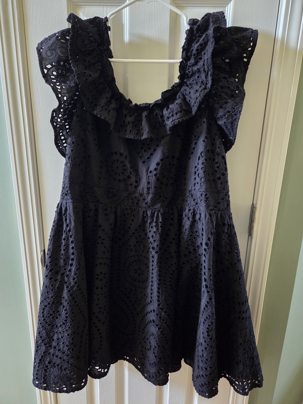Women's Black Eyelet Ruffle Dress